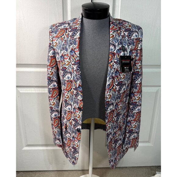 NWT Linea Uomo Multi Color Paisley Cotton 2Btn Mens Jacket Sport Coat Blazer 38R - Picture 1 of 14